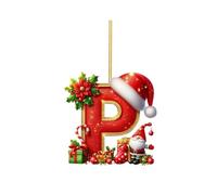 Décorations de Noël initiales pour décorations de sapin, pendentif personnalisé à suspendre en forme de lettre de l'alphabet pour sapin de Noël, loisirs créatifs (P)