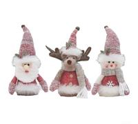 Décorations de Noël inspirées de l'artisanat mettant en valeur des cerfs, des élans, des bonhomme de neige et du Père Noël pour arrangement festif d'arbre et d'étagère (HM24-9801B)