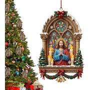 Décorations de Noël Jésus | Pendentif scène de prière de Jésus pour sapin de Noël, acrylique 2D pour vacances, décoration festive saisonnière pour femme, homme, mère, amis, famille, père