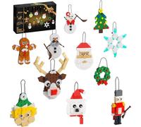 Décorations de Noël, kit de construction d'ornements de Noël, arbre de Noël, couronne, Père Noël, bonhomme de neige, pain d'épices, renne, casse-noix, flocon de neige. Jouets décoratifs cadeaux pour