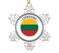Décorations de Noël Lituanie Drapeau national de la Lituanie Décoration de Noël Souvenir de ville Cadeau de vacances Flocon de neige en métal Décoration pour sapin de Noël pour papa,