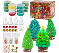 Décorations de Noël, lot de 12 sapins de Noël à faire soi-même, argile séchée à l'air libre pour enfants, modélisation créative d'argile séchée à l'air libre, décorations d'intérieur, arbres de Noël