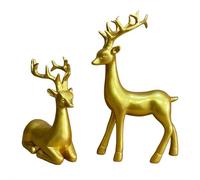 Décorations de Noël - Lot de 2 statues de renne noires imitation renne avec finition noire, style européen, décoration de table de Noël pour cheminée, salon, chambre à coucher, bureau