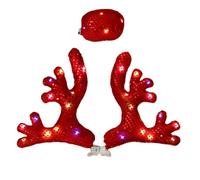 Décorations de Noël mignonnes et étanches avec lumière LED, décoration de costume de voiture, bois de renne et nez - pour la famille, les amis, les vacances d'hiver, le Nouvel An, véhicule, camion