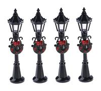 Décorations de Noël, Mini lampadaire de Noël modèle lampadaire Maison poupée allée Lanterne éclairage décor pour Jardin féerique 4 pièces