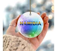 Décorations de Noël Nauru 2025 pour sapin de Noël - Drapeau de la ville - Cadeau pour anciens combattants - Cadeau nautique - Cercle en céramique - 7,6 cm - Blanc