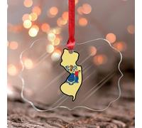 Décorations de Noël New Jersey Histoire américaine U Ornements à suspendre Souvenir Décoration d'arbre de Noël Drôle Papillon Transparent Ornement Pendentif en Acrylique pour voisins amis