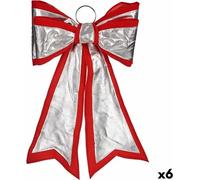 Décorations de Noël noeud 40 x 60 cm argent rouge pvc (6 pièces)