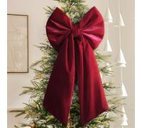 Décorations de Noël - Nœuds - 91,4 x 45,7 cm - Grand cimier de sapin de Noël en velours rouge - Nœuds cadeaux en ruban bordeaux - Décoration de Noël pour intérieur ou extérieur - Couronnes, cheminée