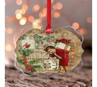 Décorations de Noël Old Time Santa Claus Cerf Renne Décoration de Noël Souvenir Vacances Fête Décoration d'intérieur Unique Papillon Transparent Ornement Pendentif en acrylique pour voisins amis