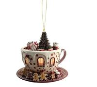 Décorations De Noël | Ornements Acryliques de Noël,Pendentif Maison de Neige en Forme de Tasse de Café 2D pour Femme Bureau Voiture Intérieur Bibliothèque