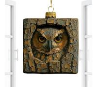 Décorations de Noël Pendentif 2D en Acrylique Motif Écorce Rustique | Ornements de Noël d'animaux de la forêt pour fêtes, maison, mur, fenêtre, pièce, tablette de