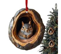 Décorations de Noël - Pendentifs en acrylique en forme d'animal troué, jolies figurines plates, améliorent l'ambiance de vacances pour arbre, jardin, ferme, décoration de fête à la maison, ensemble de