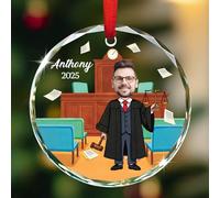 Décorations de Noël personnalisées 2025 avec visage d'avocat et photo - Décoration de Noël à suspendre pour homme et femme - Décoration de Noël à suspendre avec photo nom, décoration de Noël