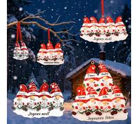 Décorations de Noël personnalisées 2025 Elfe -familiales pour 2/3/4/5/6 Personnes Lutin de Noel - Noms gravés en résine - Cadeau personnalisé pour la Famille (Lutin de Noël Personnalisé)