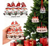 Décorations de Noël personnalisées 2025 Elfe -familiales pour 2/3/4/5/6 Personnes Lutin de Noel - Noms gravés en résine - Cadeau personnalisé pour la Famille (Lutin avec Prénom Personnalisé)