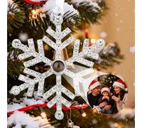 Décorations de Noël personnalisées avec image à l'intérieur - Pendentif personnalisé pour sapin de Noël avec projection de flocon de neige - Décoration photo personnalisée pour sapin de Noël - Cadeau