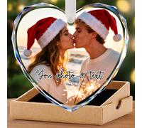 Décorations de Noël personnalisées avec texte photo pour Noël 2024, décoration de sapin de Noël en verre de cristal, pour enfants, maman, papa, amis, amoureux