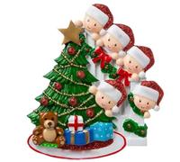 Décorations de Noël personnalisées - Cadeaux d'ouverture Famille Décorations de Noël personnalisées par Père Noël, famille autour de la décoration de l'arbre, ouverture familiale présente ornement