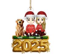 Décorations de Noël personnalisées en acrylique pour couple et chien, noms personnalisés pour arbre de Noël, cadeau d'anniversaire amusant pour les amoureux des chiens, hommes, femmes, famille (style