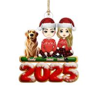 Décorations de Noël personnalisées en acrylique pour couple et chien, noms personnalisés pour arbre de Noël, cadeau d'anniversaire amusant pour les amoureux des chiens, hommes, femmes, famille (style