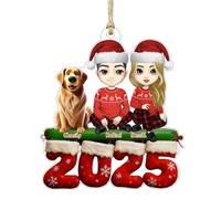Décorations de Noël personnalisées en acrylique pour couple et chien, noms personnalisés pour arbre de Noël, cadeau d'anniversaire amusant pour les amoureux des chiens, hommes, femmes, famille (style