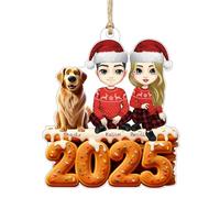 Décorations de Noël personnalisées en acrylique pour couple et chien, noms personnalisés pour arbre de Noël, cadeau d'anniversaire amusant pour les amoureux des chiens, hommes, femmes, famille (style