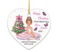 Décorations de Noël personnalisées en céramique pour nièce 2025, décoration de sapin de Noël « Happy Christmas to My Beautiful Niece » de la part d'une tante, danseuse ballet, cadeau pour nièce, noms