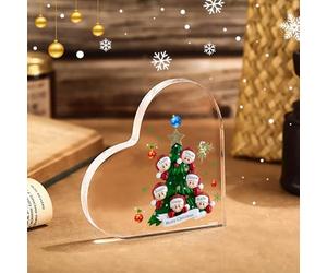 Décorations de Noël Personnalisées Plaque Acrylique avec 1-8 Noms Cadeaux de Noël pour Maman Papa Fille Fils Grand-mère Amis (A-6 nom)