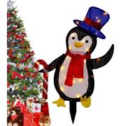 Décorations de Noël pingouins, décorations de Noël en plein air de pingouins, décoration de Noël LED de pingouin avec lumière extérieure en acrylique 2D | Décoration de Noël d'animaux pour pelouse, po