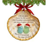 Décorations de Noël pour amis, meilleurs amis - Coquillage en verre de mer - Décoration d'amitié en verre de mer - Décoration artistique pour la maison, les fêtes, les vacances, la saison d'hiver, la