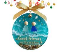 Décorations de Noël pour amis | Pendentif d'amitié en céramique - Pendentifs ronds intemporels | pour partenaires, famille, collège, club, voyage, travail, entrée, porte, fenêtre, table