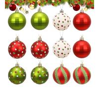 Décorations de Noël pour Arbre - 12 Pièces Décorations Suspendables,6 cm Boules Ornements à Paillettes pour Arbres de Noël,Pour Centre Commercial Vitrine Magasin Maison Fête Festival Intérieur Extérie