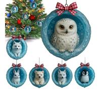 Décorations De Noël Pour Arbre | Pendentif Imprimé 2D Double Visage,Décoration De Noël Animal Artisanal | Pour La Famille Les Amis La Maison Le Salon La Fenêtre La Table