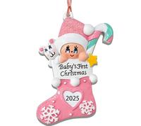 Décorations de Noël pour bébé - Cadeau de premier Noël personnalisé 2025 - Rose - Décoration de sapin de Noël pour bébé nouveau-né garçon fille - Cadeau de premier Noël