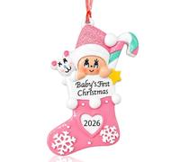 Décorations de Noël pour bébé - Cadeau de premier Noël personnalisé 2026 - Rose - Souvenir - Jolie décoration d'arbre de vacances pour bébé nouveau-né garçon fille - Cadeau de premier Noël