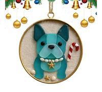 Décorations De Noël pour Chien en Acrylique 2D - Ornements de Sapin Teckel et Bouledogue Français - Pendentif Animal pour Mur Porte Miroir Rétroviseur Voiture Fête Rassemblement Décoration Fenêtre