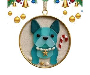 Décorations De Noël pour Chien en Acrylique 2D - Ornements de Sapin Teckel et Bouledogue Français - Pendentif Animal pour Mur Porte Miroir Rétroviseur Voiture Fête Rassemblement Décoration Fenêtre
