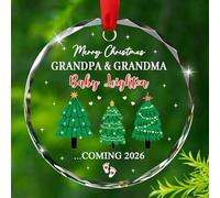 Décorations de Noël pour grand-père et grand-mère, nom personnalisé pour annonce de bébé, décoration de Noël en verre pour nouveaux grands-parents, cadeau de Noël personnalisé pour nouvelle grand-mère