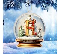 Décorations de Noël pour intérieur/extérieur - Boule de cristal jaune - 26 lettres - Décoration de voiture en acrylique - Pendentif arbre de Noël - Décoration de maison pour porte et fenêtre