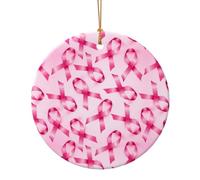 Décorations de Noël pour la Lutte Contre Le Cancer du Sein - Décorations Rondes en céramique, décorations à Suspendre pour Les fêtes, Cadeaux de Noël 10 cm