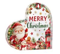 Décorations de Noël pour la maison, plaque de Noël en acrylique de 8,5 cm, plaque décorative de Père Noël pour la famille, les amis, décoration de table de bureau en forme de cœur