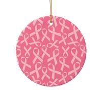Décorations de Noël pour la Sensibilisation au Cancer du Sein - Décorations Rondes en céramique, décorations à Suspendre pour Les fêtes, Cadeaux de Noël 9 cm