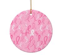 Décorations de Noël pour la Sensibilisation au Cancer du Sein - Décorations Rondes en céramique, décorations à Suspendre pour Les fêtes, Cadeaux de Noël 7,3 cm