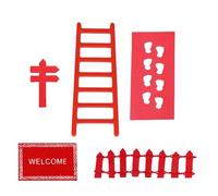 Décorations de Noël pour maison de poupée - Kit de maison de fée de Noël, décoration d'étagère de nain de Noël | Accessoires de jardin féérique en bois avec tapis de bienvenue pour bureau, murs