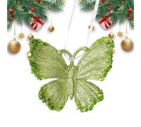 Décorations de Noël pour Sapin Décorations de fête Vertes à Paillettes | Décorations de Noël 3D à suspendre pour fenêtres, portes, lieux de travail, , pièces, maison et