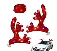 Décorations de Noël pour voiture, drôle et mignon imperméable - Décoration de costume de voiture, mâts et nez de renne | Pour fête, vacances, Nouvel An, camion, RV, SUV, véhicule extérieur famille