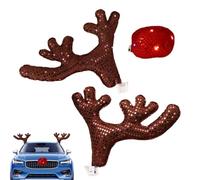 Décorations de Noël pour voiture - Mignon Noël étanche avec lumière LED | Kit de décoration de voiture en bois de renne | Pour les vacances d'hiver, le Nouvel An, la famille, les amis, les réunions