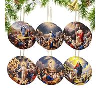 Décorations de Noël Religieuses - 12 Pièces Décorations en Bois pour Sapin,Décor Jésus Suspendable pour Arbre Église Rétroviseur École Salon Voiture Mur Chambre Fenêtre,Fenêtre Mur Arbre Rétroviseur V