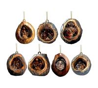 Décorations de Noël religieuses - Lot de 7 décorations de crèche plates en acrylique 2D à suspendre, chrétiens festifs | Charmante décoration de crèche pour cheminée, porte, mur, fenêtre